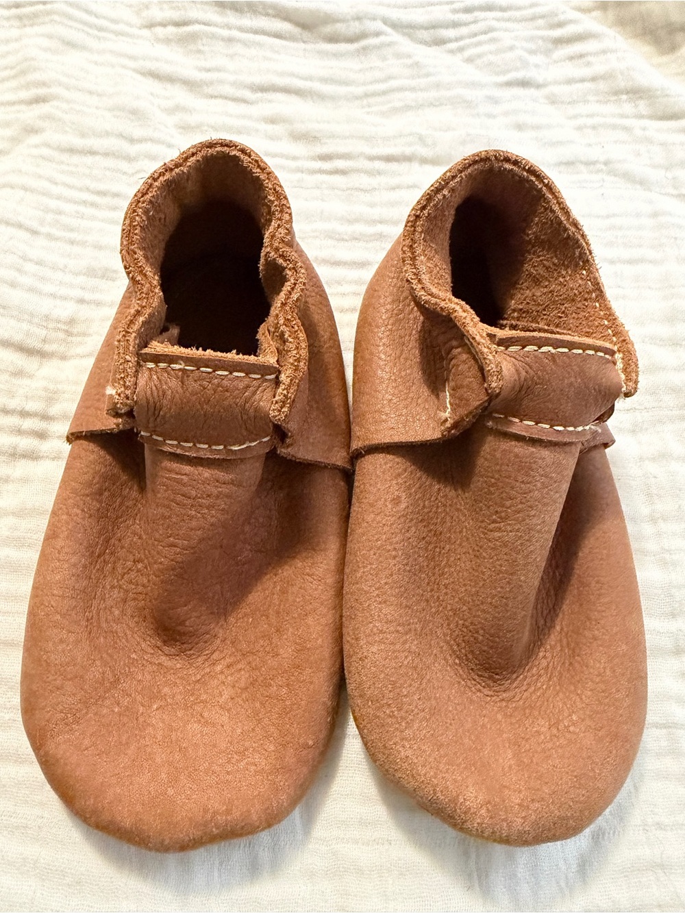 Kids Brown Leather Moccasins - Soft Slip-On Infant Shoes